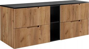 Fürdőszoba szekrény Mosdó Alá 140 tölgy fekete divatos Mdf Frontok