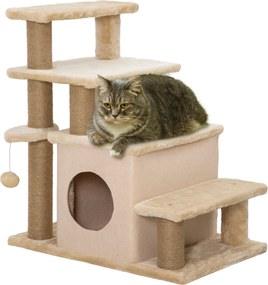PawHut Kutya Lépcső 3/4 Fokú 66 cm Magas Háziállat Lépcső Alvó Búvóhely, Rámpa, Játék Készlet, Macska Lépcső Közepes Méretű Macskáknak és Kutyáknak, B