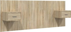 sonoma tölgyszínű szerelt fa ágyfejtámla szekrényekkel