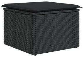 8 részes kerti kanapészett párnákkal Fekete Poli Rattan Akác, 2 fős kerti kanapé párnákkal Fekete Poli Rattan
