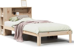 vidaXL tömör fenyőfa könyvespolcos ágy matrac nélkül 100 x 200 cm