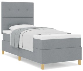 Boxspring ágy matraccal Világosszürke 90x200 cm Szövet