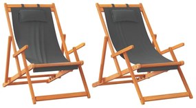 2 db összecsukható szürke szövet strandszék