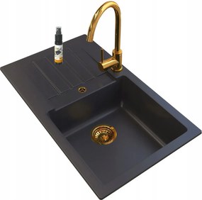 Arany Csaptelep +gránit Mosogató +fali Szifon D