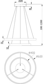 Maytoni MOD058PL-L55B3K - LED Csillár zsinóron RIM LED/61W/230V átm. 60 cm fekete