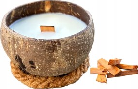 Kókusz illatgyertya KM8R szantálfa Hand Made fa kanóc