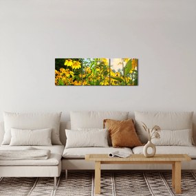 Sárga virágok képe (órával) (90x30 cm)