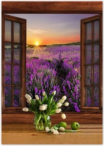 Poszterek A2 Pion Kilátás az ablakból a levendulára