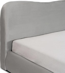 Ágy 140x200 cm méretben, ágyneműtartóval, szürke színben, velúr kárpittal BRISTOL