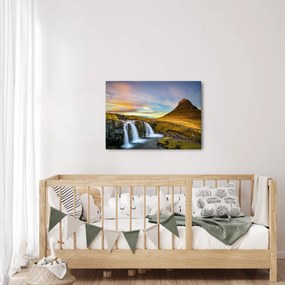 Kép a hegyekről és vízesésekről Izlandon (70x50 cm)