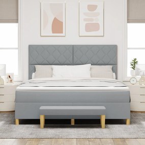 Box Spring Ágy matraccal és paddal Világosszürke 180x200 cm Szövet