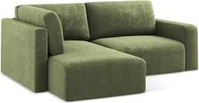 Zöld zsenília kinyitható-tárolóhelyes sarokkanapé (bal oldali-L alakú) Kona – Makamii
