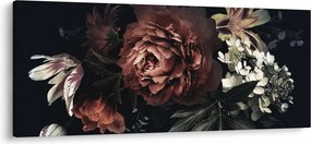 Kép - sötét virágok (120x50 cm)