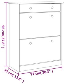 ALTA fehér tömör fenyőfa cipőszekrény 77x35x96 cm