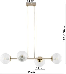 BRILAGI - Zsinóros csillár STELLA 4xE27/60W/230V bézs/arany