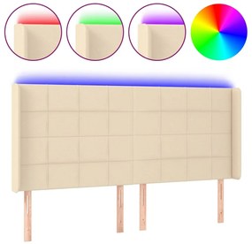 krémszínű szövet LED-es fejtámla 183x16x118/128 cm