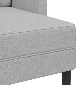 felhőszürke anyagból 2 üléses kanapé L-alakú kanapéval 125 cm
