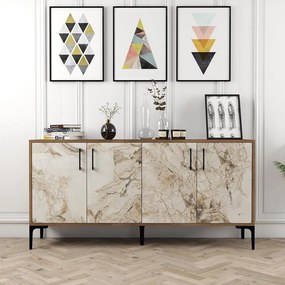 Konzolasztal Kiev 160 - Diós, Fehér Marble