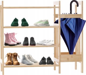 4 szintes bambusz polc kiegészítő oldalsó polccal 73,5 x 28 x 66 cm