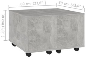 betonszürke szerelt fa dohányzóasztal 60 x 60 x 38 cm