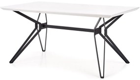Asztal Houston 466Fényes fehér, Fekete, 76x90x160cm, Közepes sűrűségű farostlemez, Fém