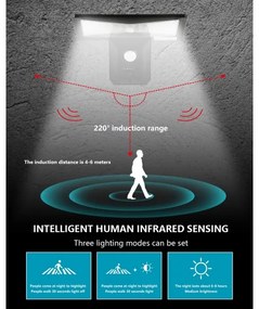 Immax 08482L-LED Napelemes érzékelős fali lámpa LED/2,6W/5,5V IP65 fekete