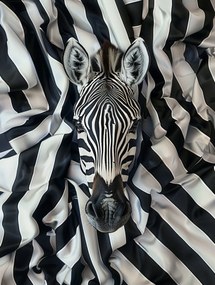 Canvas Vászonkép Fekete Fehér Zebra Portré Szövet Ágyneműhuzat 75x100