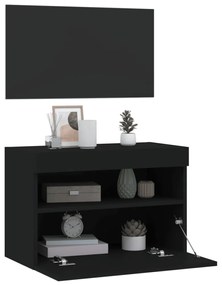 fekete fali TV-szekrény LED-világítással 60x30x40 cm