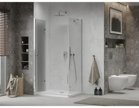 Mexen Lima zuhanykabin 120x90cm, 6mm üveg, króm profil - átlátszó üveg + Vékony zuhanytálca - 856-120-090-00-00-4010