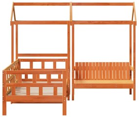 viaszbarna tömör fenyőfa kanapéágyszett tetővel 80 x 200 cm