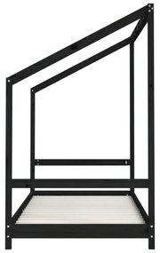 fekete tömör fenyőfa gyerekágykeret 2 x (90 x 200) cm