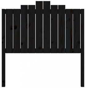 fekete tömör fenyőfa ágyfejtámla 106x4x110 cm