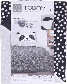 Gyerek Pamut Ágyneműhuzat Fekete Panda Állatkák 200 X 140 CM