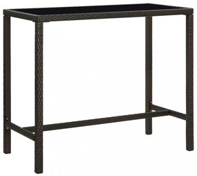 barna polyrattan és üveg kerti bárasztal 130 x 60 x 110 cm