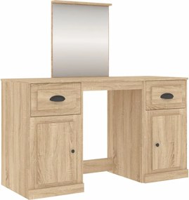 vidaXL sonoma tölgy színű fésülködőasztal tükörrel 130 x 50 x 132,5 cm