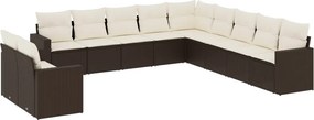 vidaXL 11 részes barna polyrattan kerti ülőgarnitúra párnákkal