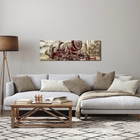 A mozdony történelmi képe (órával) (90x30 cm)