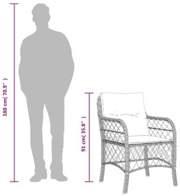 3 részes vegyes bézs polyrattan bisztrógarnitúra párnákkal