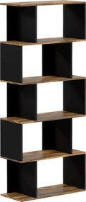 HOMCOM 5-Rétegű Könyvespolc, Modern Fa Könyvespolc 10 Nyitott Rekesszel Otthonra és Irodába, 70x29,5x163cm, Rusztikus Barna | Aosom