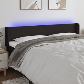 fekete szövet LED-es fejtámla 203 x 16 x 78/88 cm