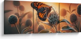 Kép – Pillangó a lenyugvó napban (órával) (90x30 cm)