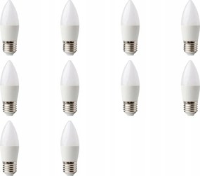 Led izzó Gyertya 7W Nagy Menetes E27 Fehér Semleges 4000K Szett 10 db