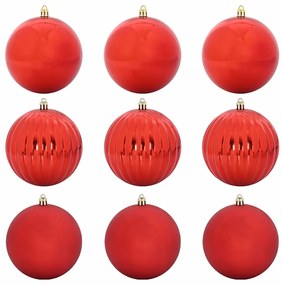 Karácsonyi Díszgömb Készlet 9 pcs Piros