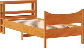 vidaXL viaszbarna tömör fenyőfa ágykeret fejtámlával 75 x 190 cm