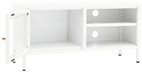 fehér acél és üveg TV-szekrény 90 x 30 x 44 cm