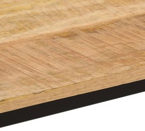 tömör nyers mangófa és vas étkezőasztal 110 x 55 x 75 cm