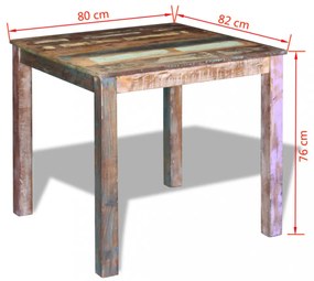 tömör újrahasznosított fa étkezőasztal 80 x 82 x 76 cm