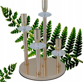 Dekorációs gyertyatartó 4 gyertyához Arany kristályokkal JX-162-G 29 x 20 cm