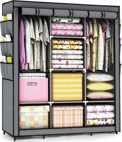 Textil Gardróbszekrény Ruhaakasztó Összecsukható Polcok