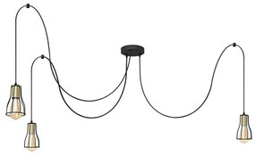 Csillár zsinóron TUBE 3xE27/10W/230V pók fekete/arany